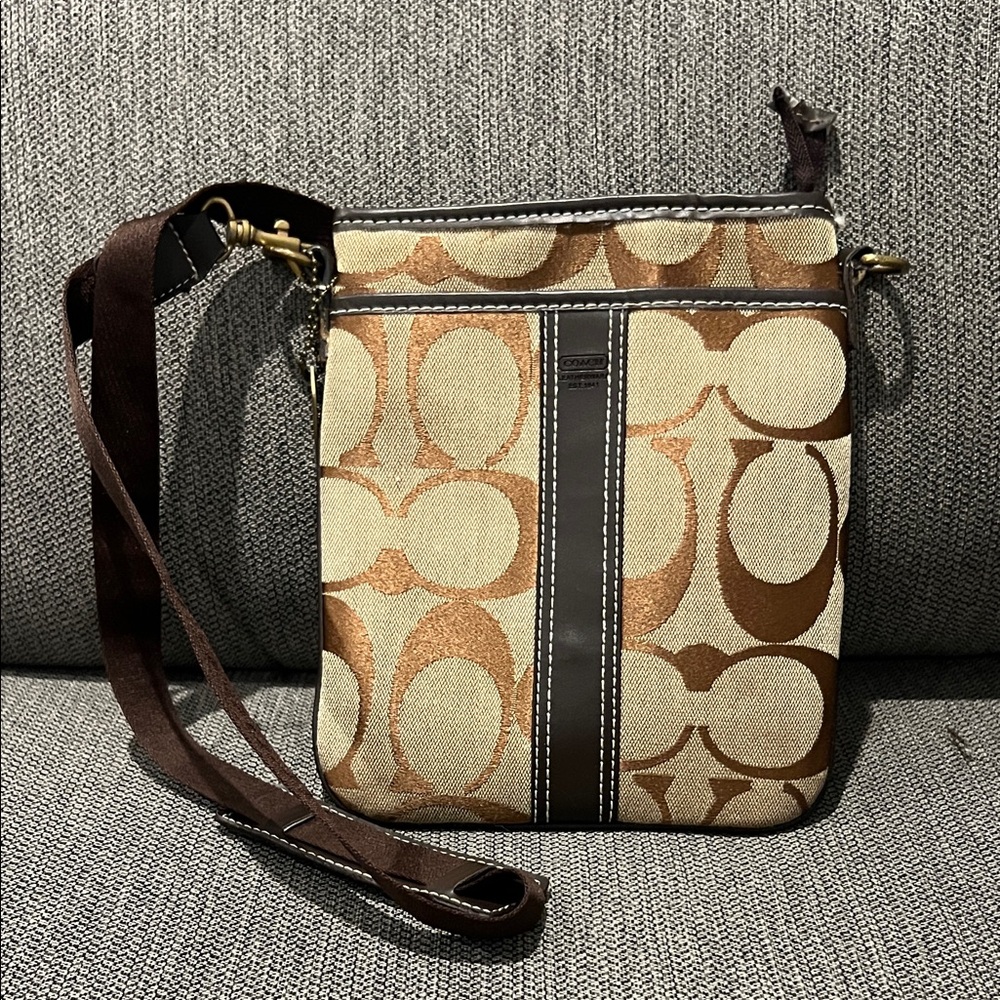 Coach Tan and Brown Crossbody Bag